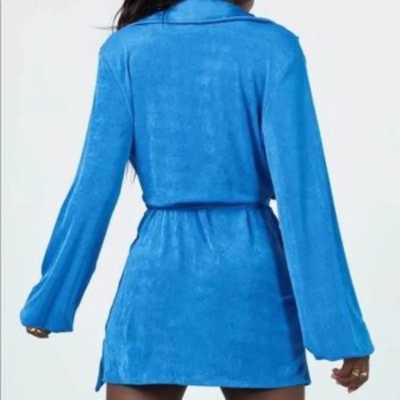 Princess Polly Blue Wrap Mini Dress - Picture 3 of 5